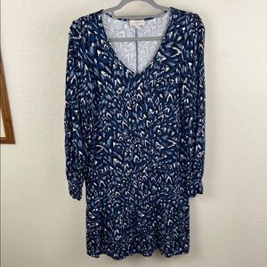 Loft Blue Patterned Women's Flowy Dress size Medium